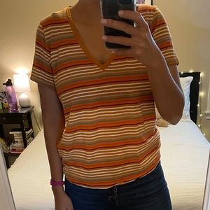 Madewell striped v-neck